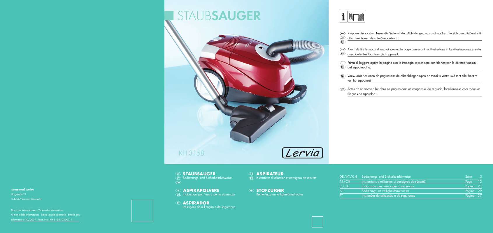 Notice LERVIA KH 3158 FLOOR VACUUM CLEANER Trouver une solution à un